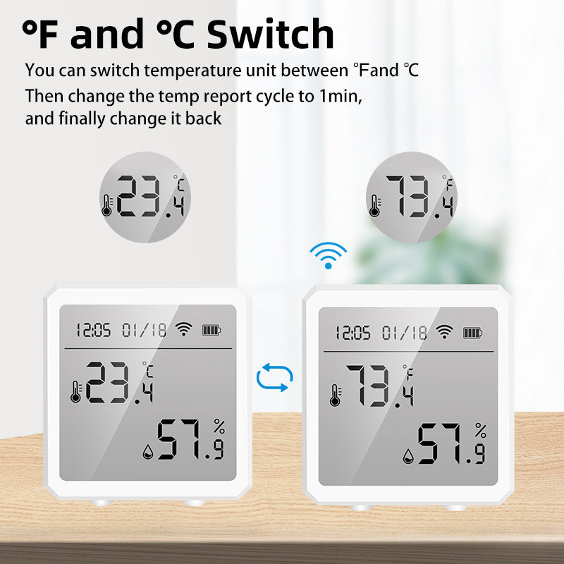 Wi-Fi / Zigbee Smart Temperature and Humidity Sensor with LCD Display