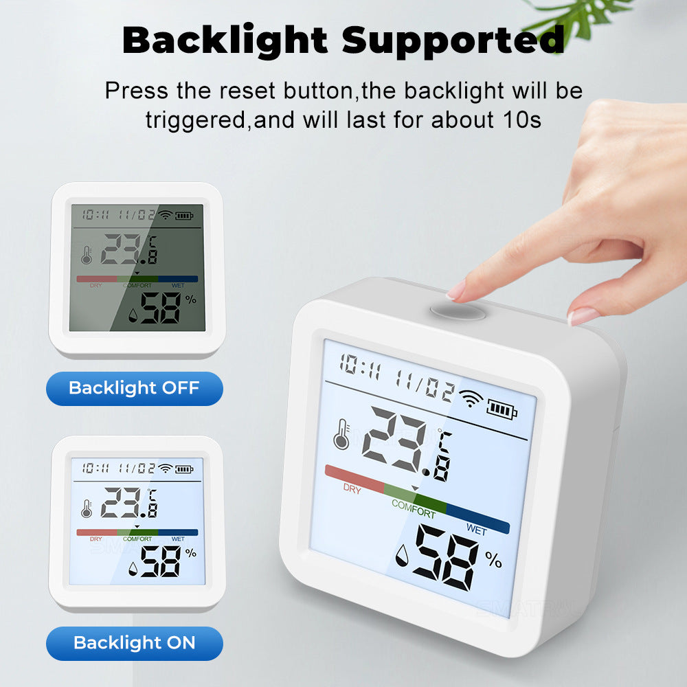 Wi-Fi / Zigbee Smart Temperature and Humidity Sensor with Backlight LCD Display