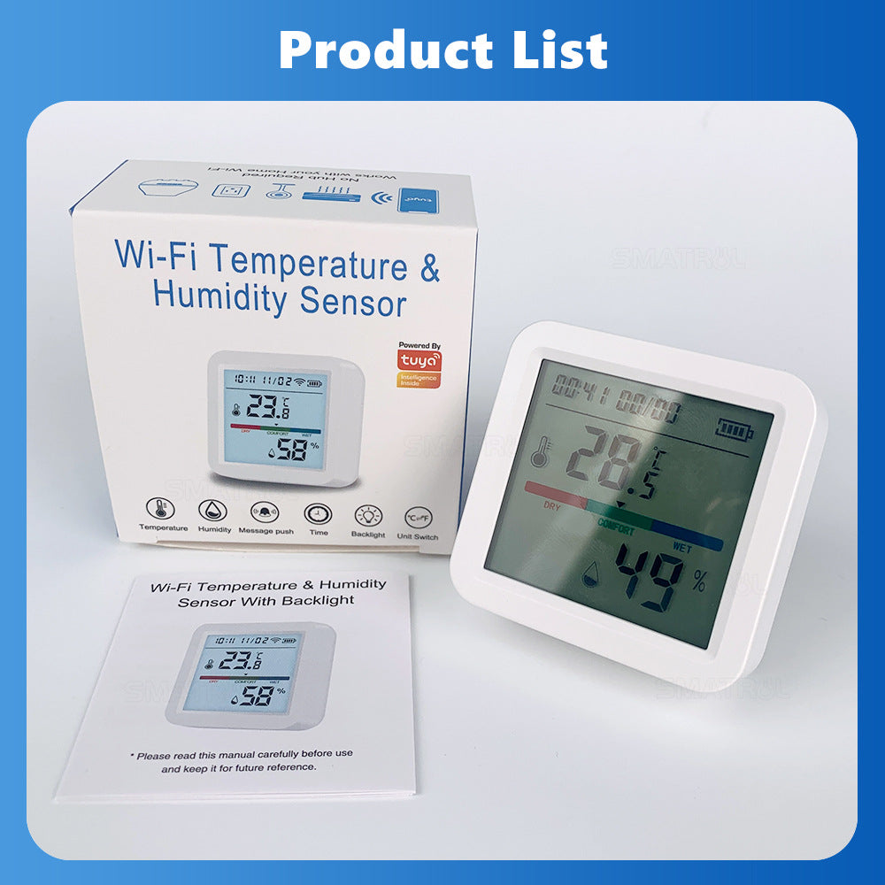 Wi-Fi / Zigbee Smart Temperature and Humidity Sensor with Backlight LCD Display