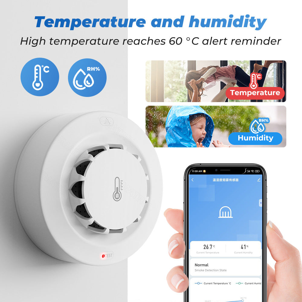 Tuya Wi-Fi Smart Smoke Detector with Temperature And Humidity Sensor 3 In 1