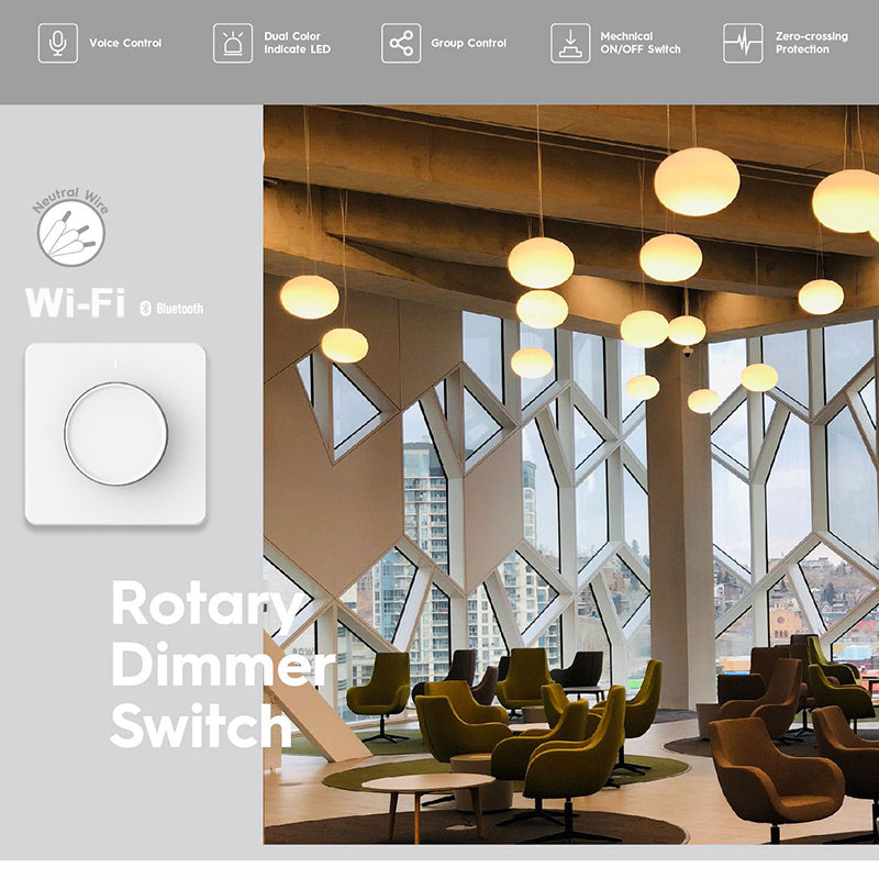 Tuya Wi-Fi Smart Rotary Dimmer Switch Works with Alexa Google Home