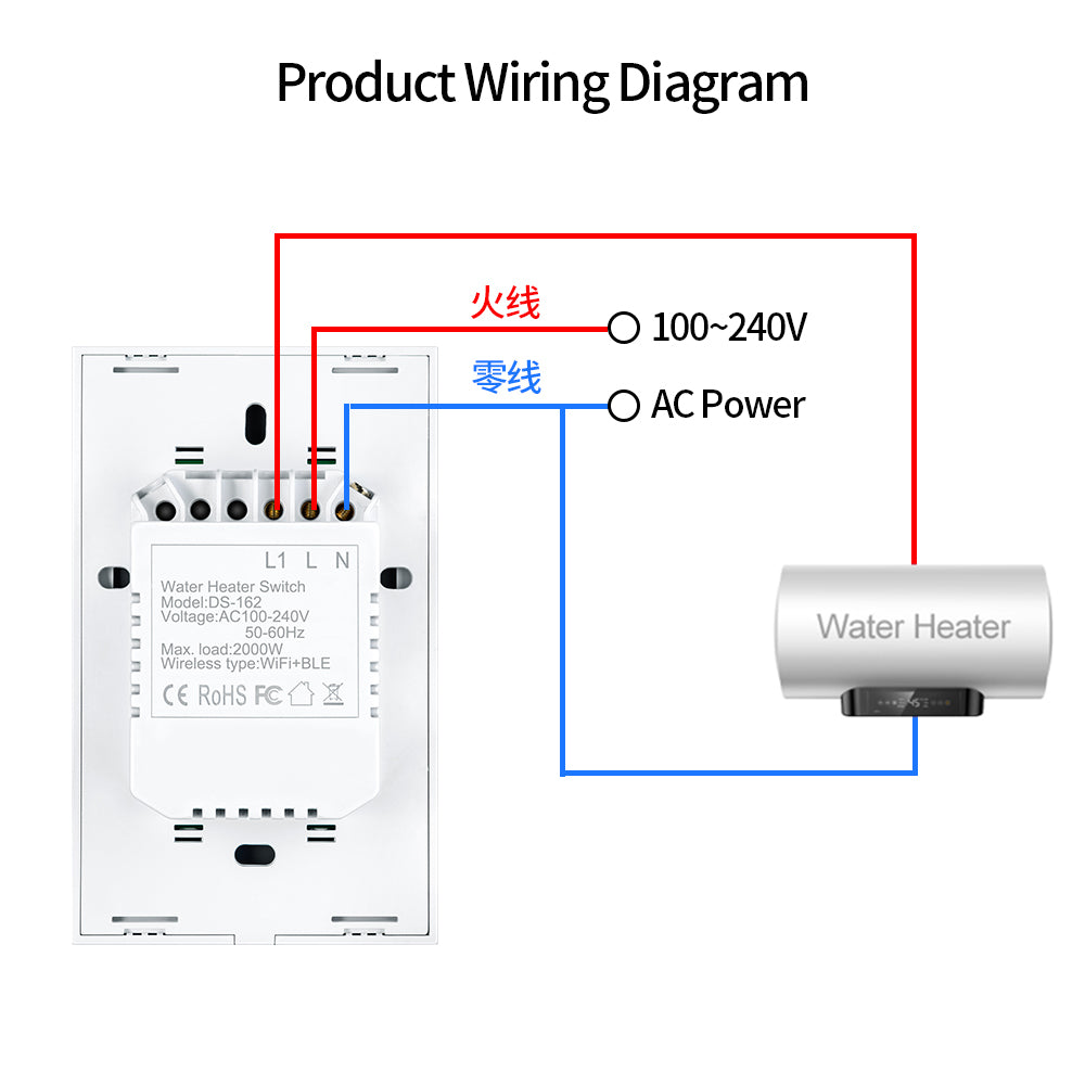 Wi-Fi Smart Water Heater Boiler Switch US Standard Works with Alexa Google Home Tuya Smartlife