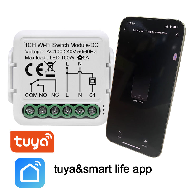 Wi-Fi Smart Dry Contact Relay Module Works with Alexa Google Home Tuya Smartlife