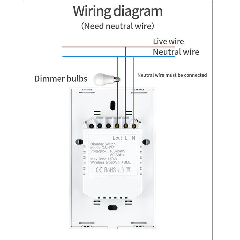 Wi-Fi Smart Dimmer Switch US Standard Works with Alexa Google Home Tuya Smart Life