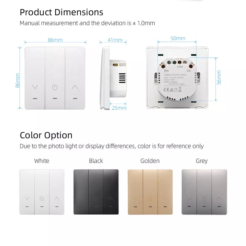 Zigbee Smart Press Button Dimmer Switch