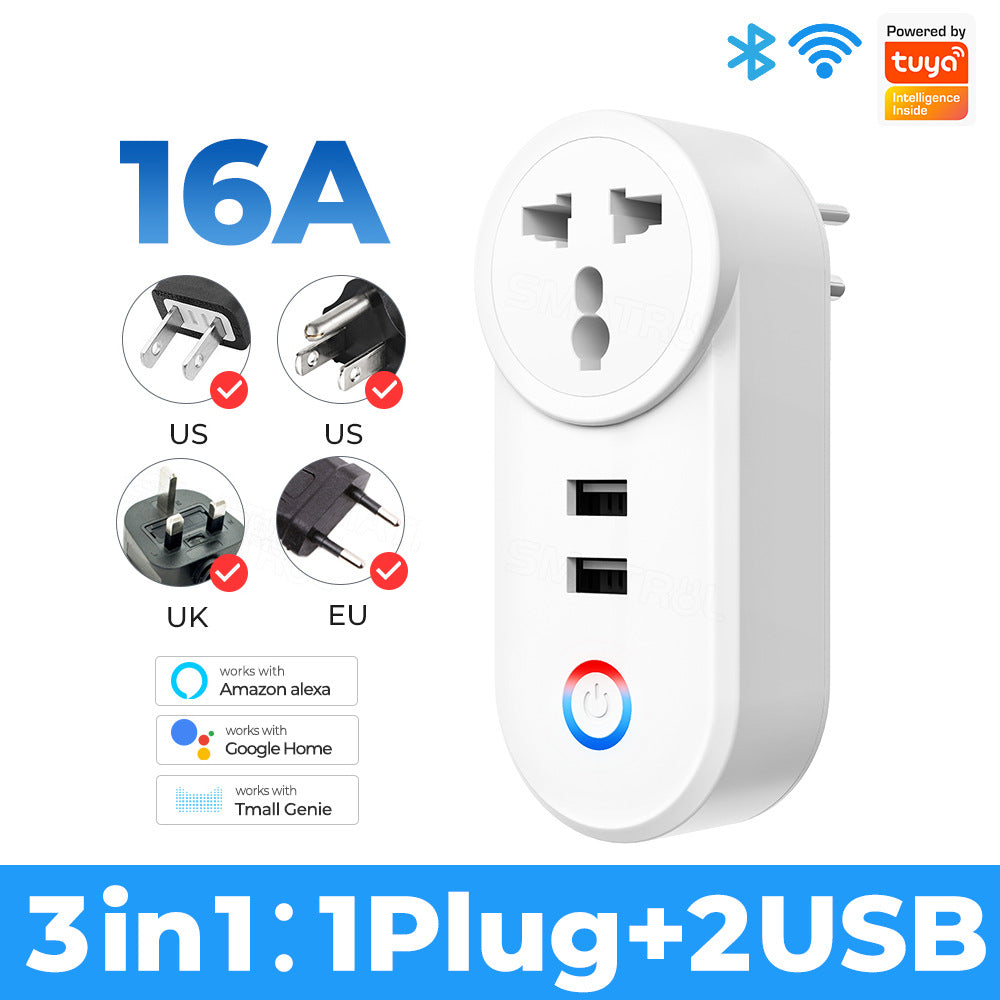 Wi-Fi Smart Socket EU UK US Brazil Plug Outlet With USB Compatible Alexa Google Home Tuya Smart Life