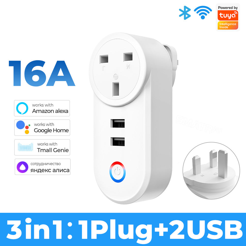 Wi-Fi Smart Socket EU UK US Brazil Plug Outlet With USB Compatible Alexa Google Home Tuya Smart Life