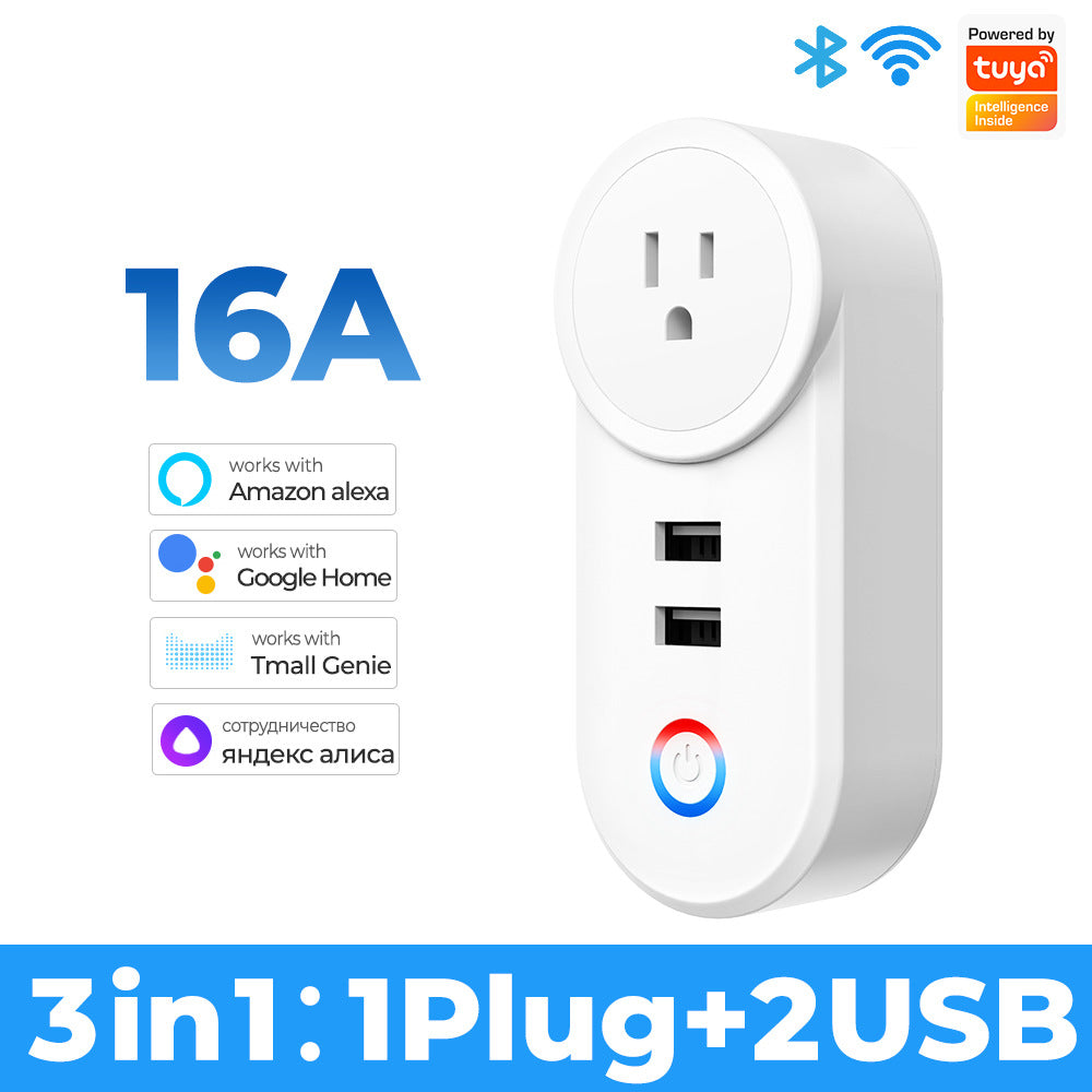 Wi-Fi Smart Socket EU UK US Brazil Plug Outlet With USB Compatible Alexa Google Home Tuya Smart Life