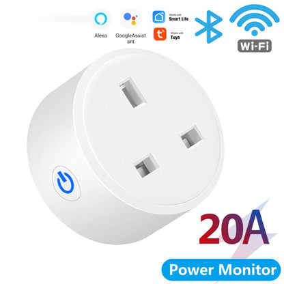 Wi-Fi Smart Plug UK 16A/20A Power Monitor Works with Alexa Google Home Tuya Smartlife