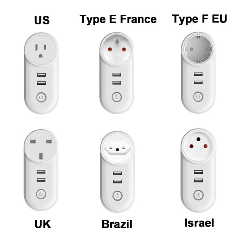 Matter WiFi Smart Plug USB EU UK US Brazil Israel Socket Compatible Homekit Alexa Google Home Smartthings Tuya Smartlife