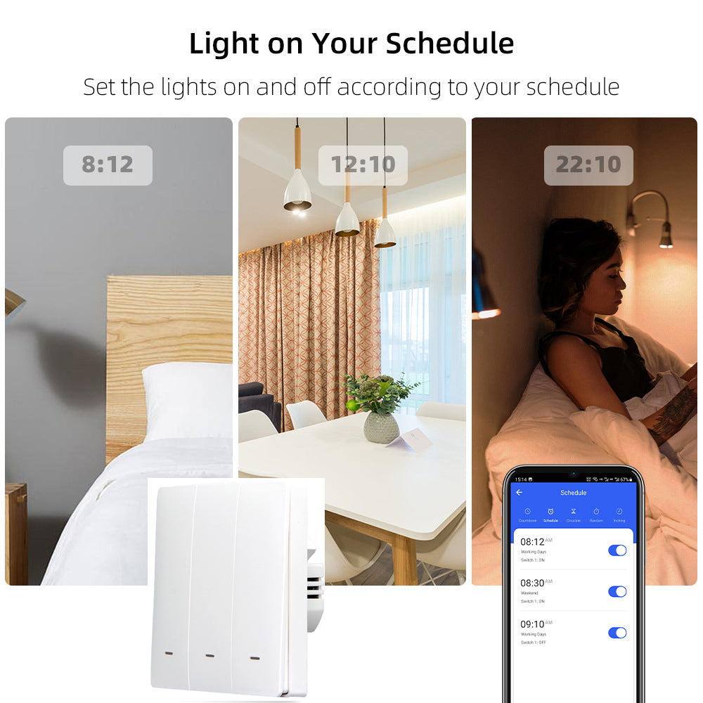 Interruptor de luz inteligente Zigbee, no requiere cable neutro, funciona con Alexa, Google Home, Tuya Smartlife