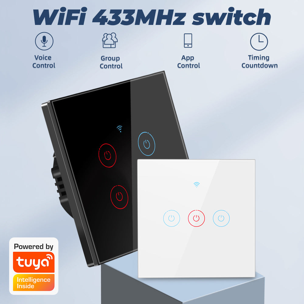 Tuya Smart Life-interruptor inteligente RF 433MHz, WiFi, 1/2/3