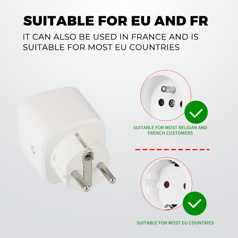 Tuya 16A 20A EU Smart Socket WiFi Smart Plug With Power