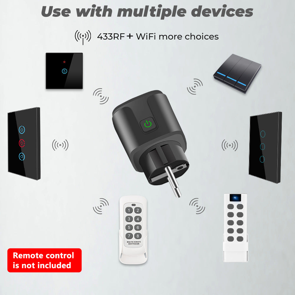 WiFi RF433 Smart Socket EU Plug 16A Power Monitor Tuya Smartlife App