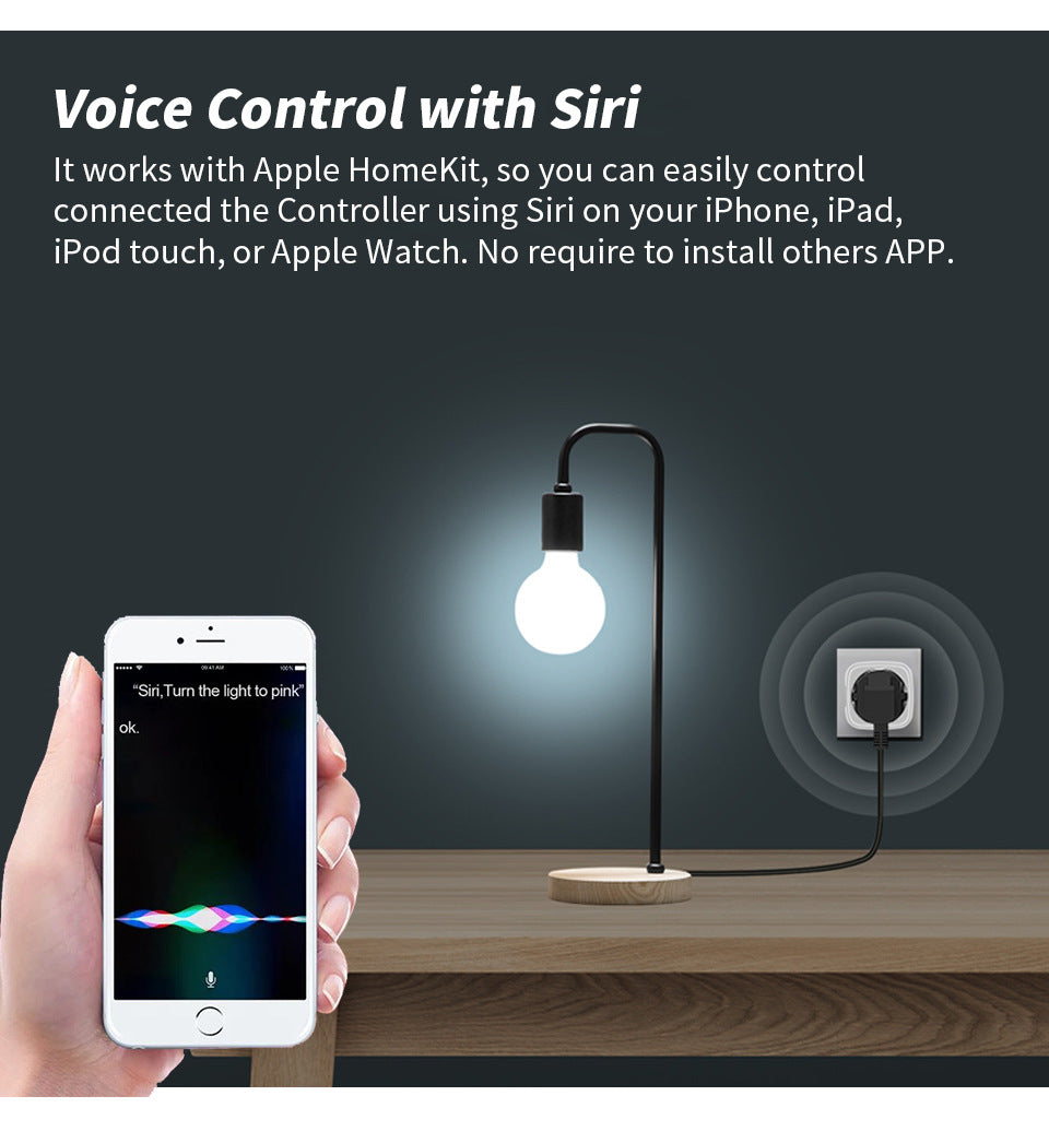 Voice control with Siri WiFi Smart Homekit Plug EU 16A