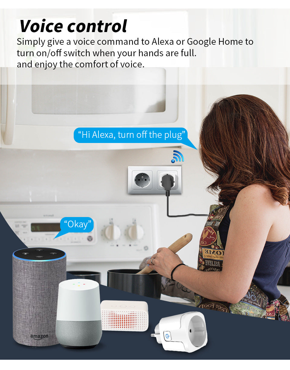Voice control by Alexa google home WiFi Smart Homekit Plug EU 16A