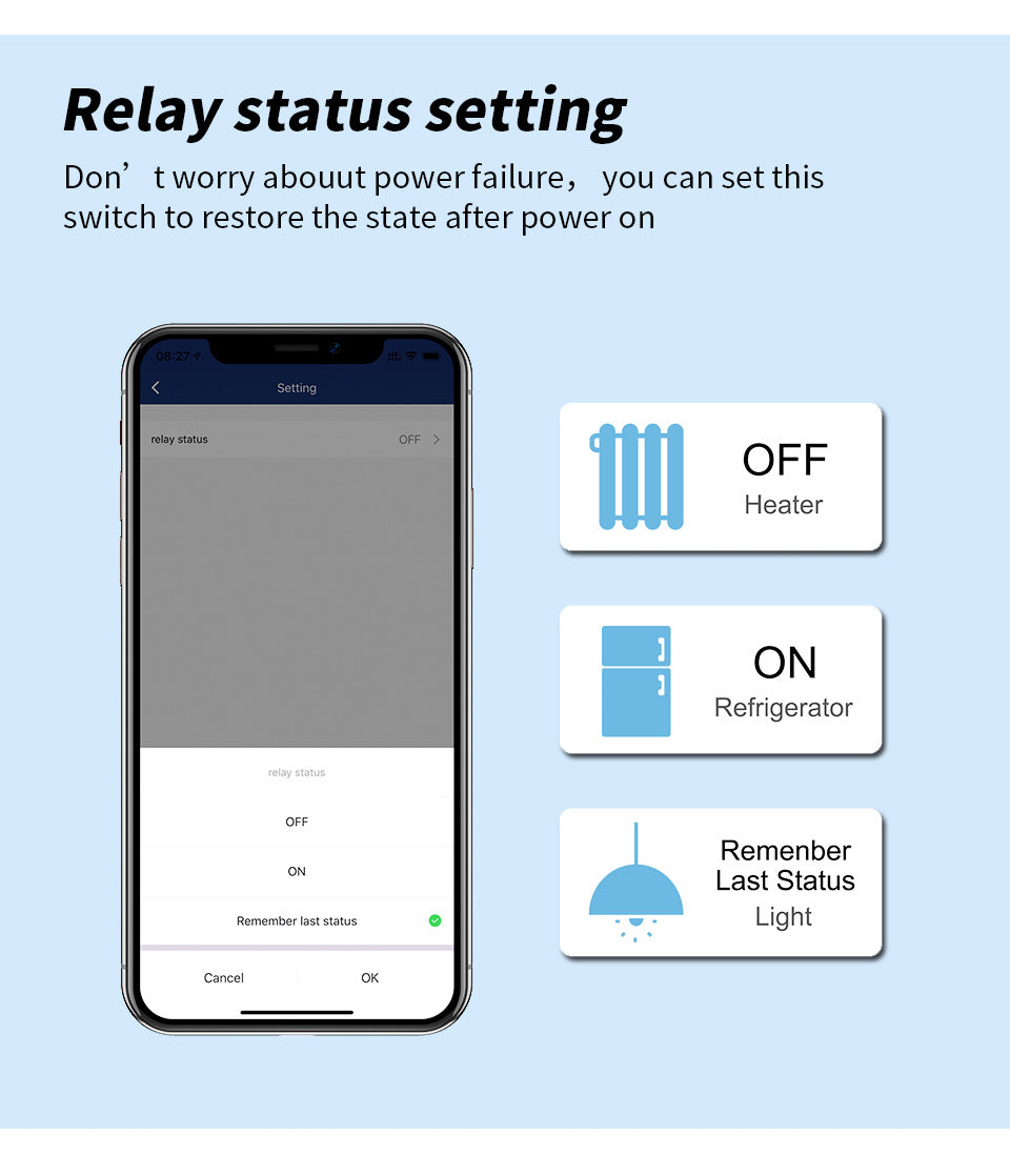Relay status setting WiFi Smart Homekit Plug EU 16A