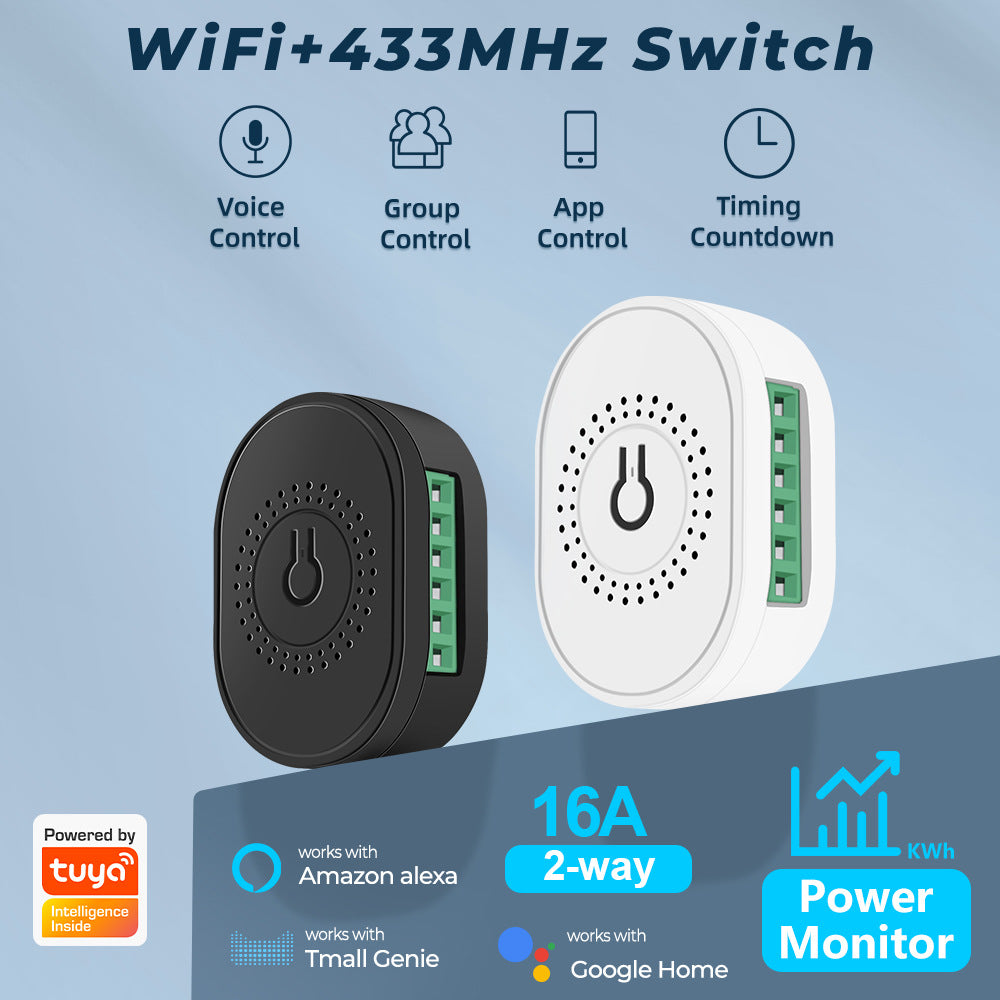 WiFi RF433 Smart Switch Module Relay 16A Power Monitor