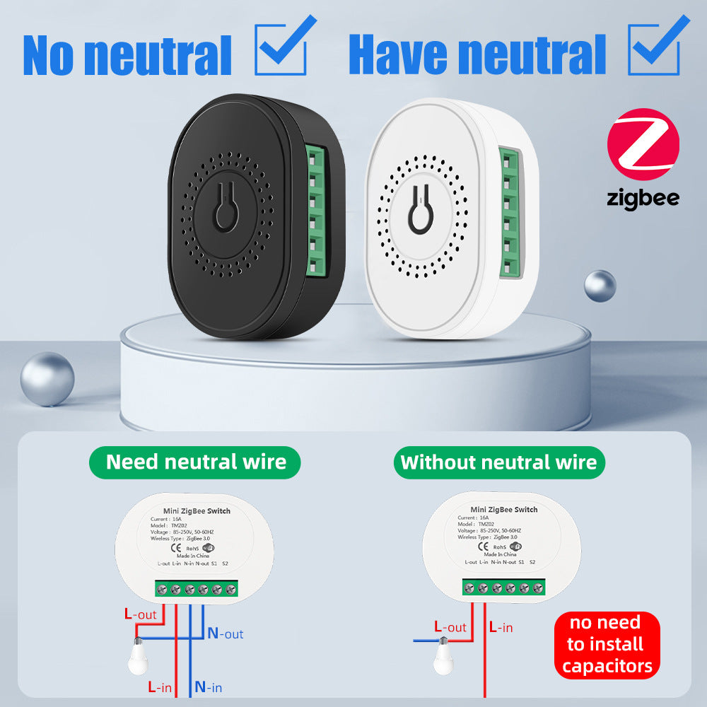 Smart Zigbee Switch Relay Module 16A Compatible With Neutral or No Neu –  Lonsonho Tech.