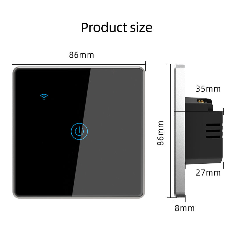 Product size for WiFi Smart Light Switch Touch Type