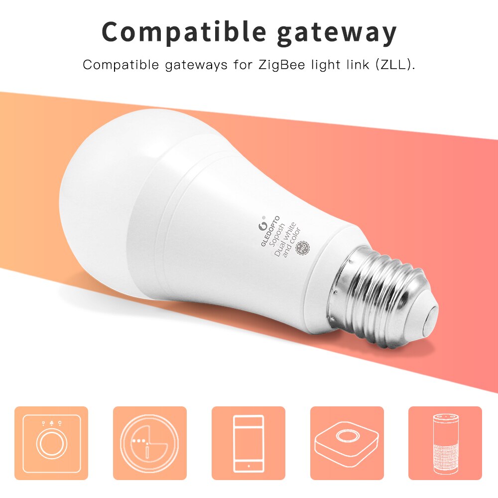 Gledopto Zigbee 3.0 Pro Smart Led Bulb E27 6W 12W RGB+CCT 2.4G RF Light Lamp Compatible Zigbee2MQTT Smartthings Echo Plus