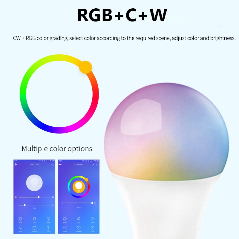 2 Pack  eWeLink WiFi Smart Bulb Led Lamp Light 85V-265V E27 RGB+CCT 9W