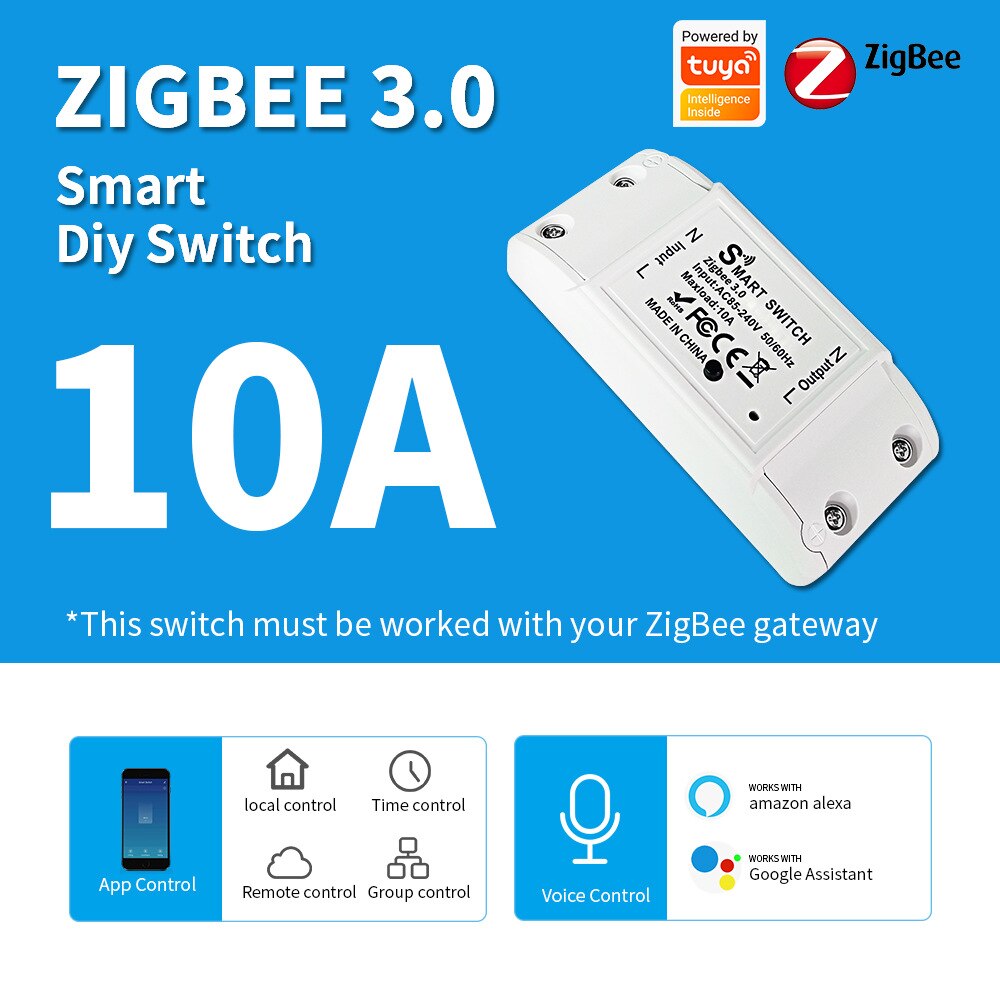 Zigbee Smart Switch Module 10A Light Switch Relay With Neutral