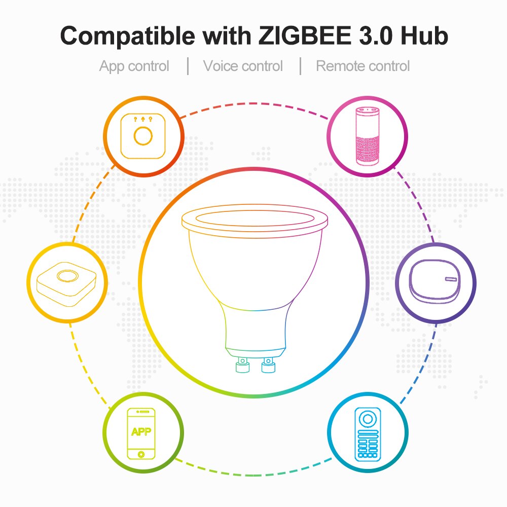 Gledopto Zigbee 3.0 Pro Smart Bulb GU10 MR16 LED Light 4W RGB+CCT 2.4G RF Compatible Zigbee2MQTT Echo Smartthings