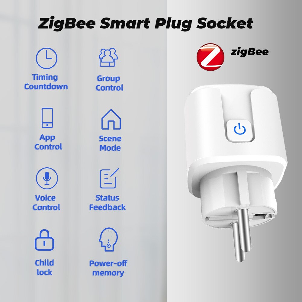 Zigbee Smart Plug EU Electrical Socket Outlet 16A Power Monitor ZHA Zi –  Lonsonho Tech.