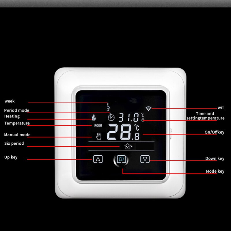 220V 16A WiFi Thermostat Termostato LCD Touch Screen Temperature Controller