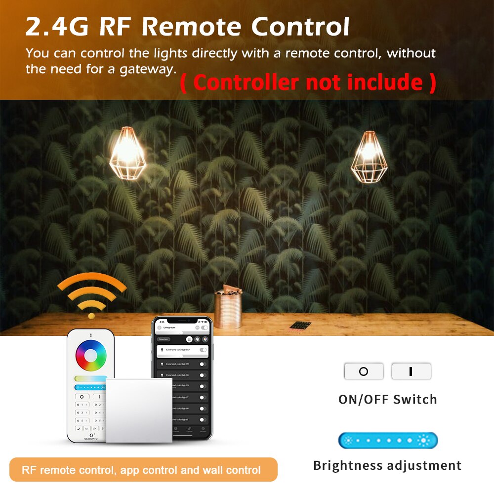 GLEDOPTO Zigbee Smart AC Traic Dimmer Switch Module 2.4G RF Wireless Remote Control Switch Relay
