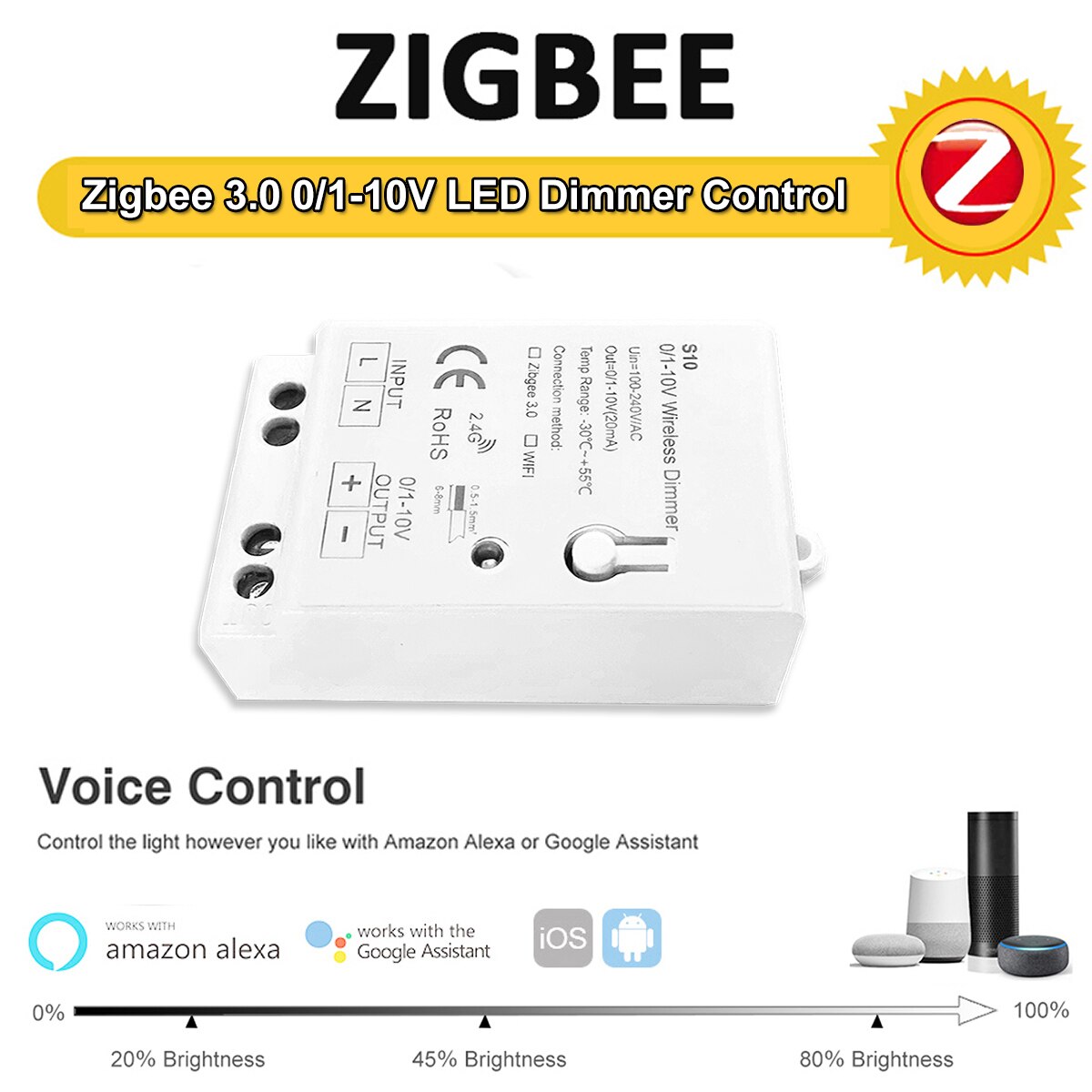 Zigbee 3.0 0-10V 1-10V Smart Led Lights Dimmer Controller Support Tuya Smartthings Echo