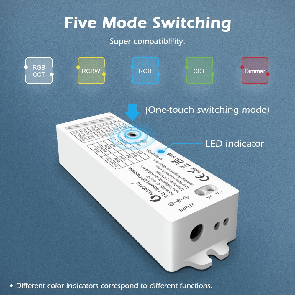 GLEDOPTO 5 in 1 Zigbee 3.0 Smart Led Controller RGB RGBCW Dimmer Compatible Smartthings