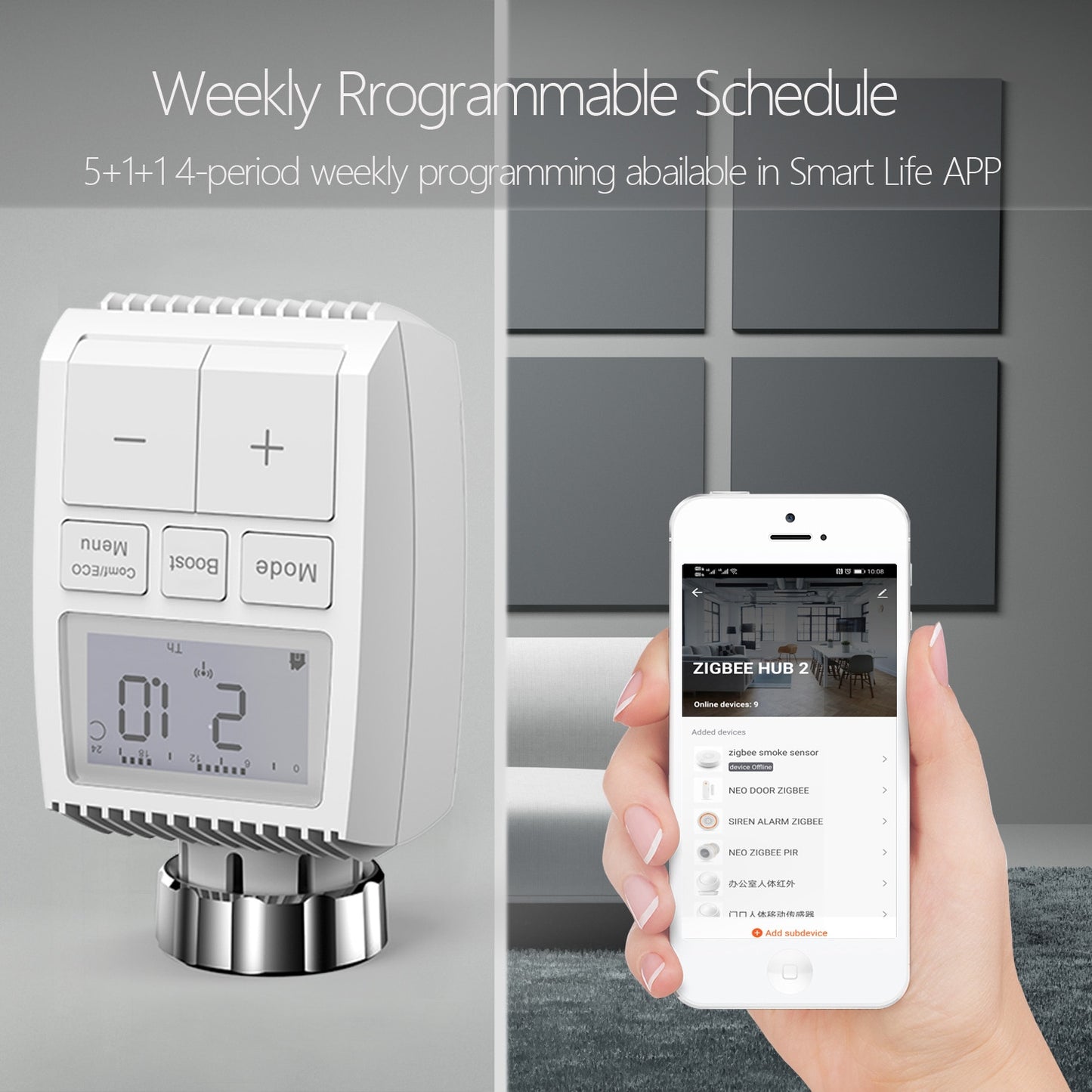 Smart Radiator Thermostat Valve Temperature Controller Compatible ZHA Zigbee2MQTT