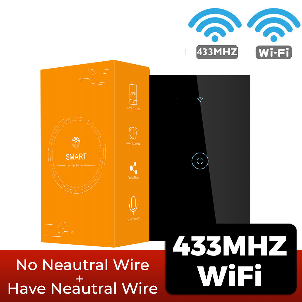 Black RF433MHz WIFI smart switch