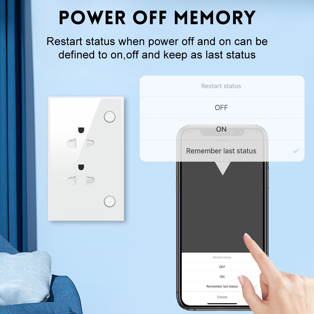 Zigbee Smart Wall Socket Outlet US EU Universal 16A Independent Control