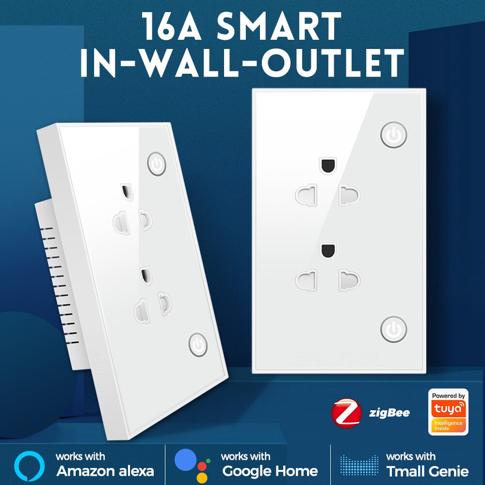 Zigbee Smart Wall Socket Outlet US EU Universal 16A Independent Control