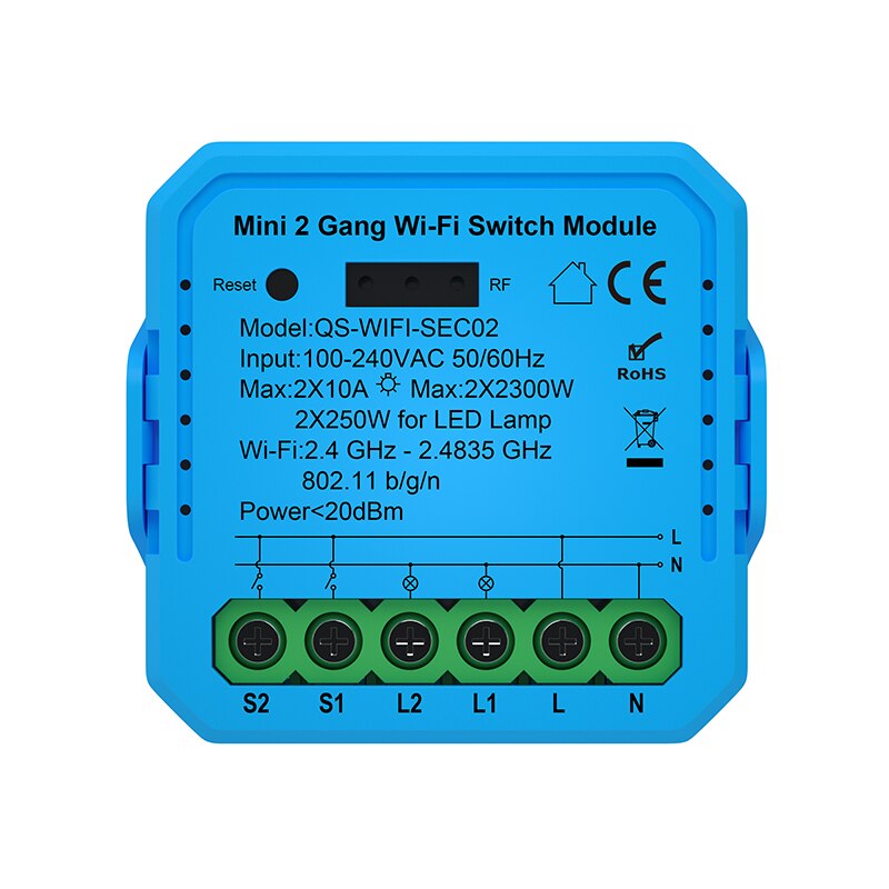Lonsonho 1 Gang 2 Gang Smart WiFi Switch Module Relay RF module Compatiable