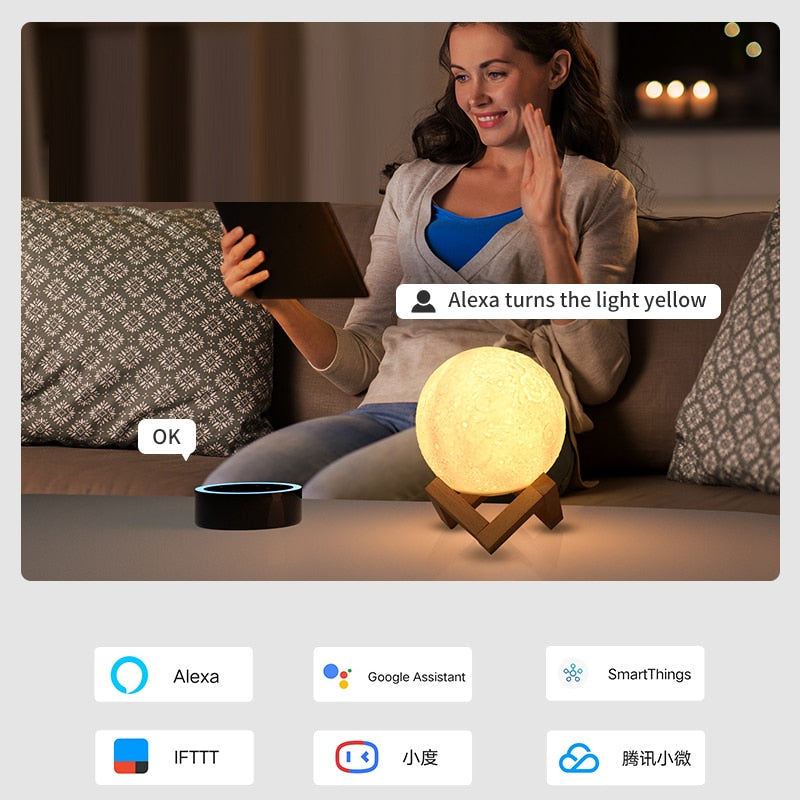 Smart Wifi Moon Nightlights Night Light Home Decoration Led Lamp