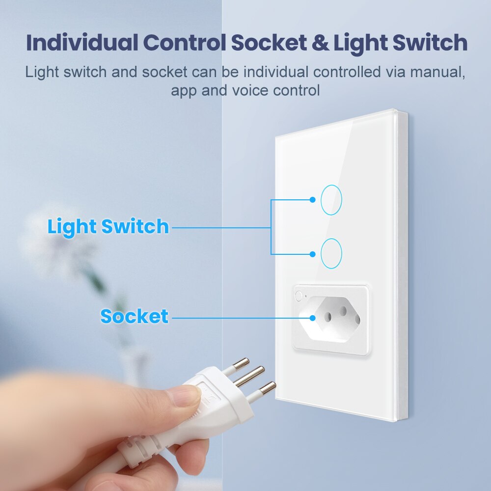 Zigbee Smart Switch with Socket for Brazil Tuya & Smart Life App