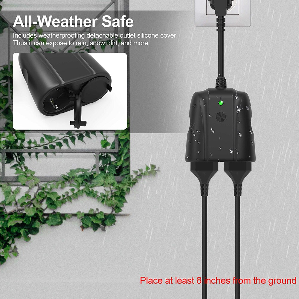 Smart WiFi Plug Outdoor Waterproof EU US 2 Outlets Independent Control