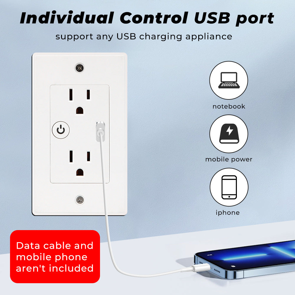 Tuya 10A Wifi+Bluetooth Smart Wall Socket Outlet Plug Fast