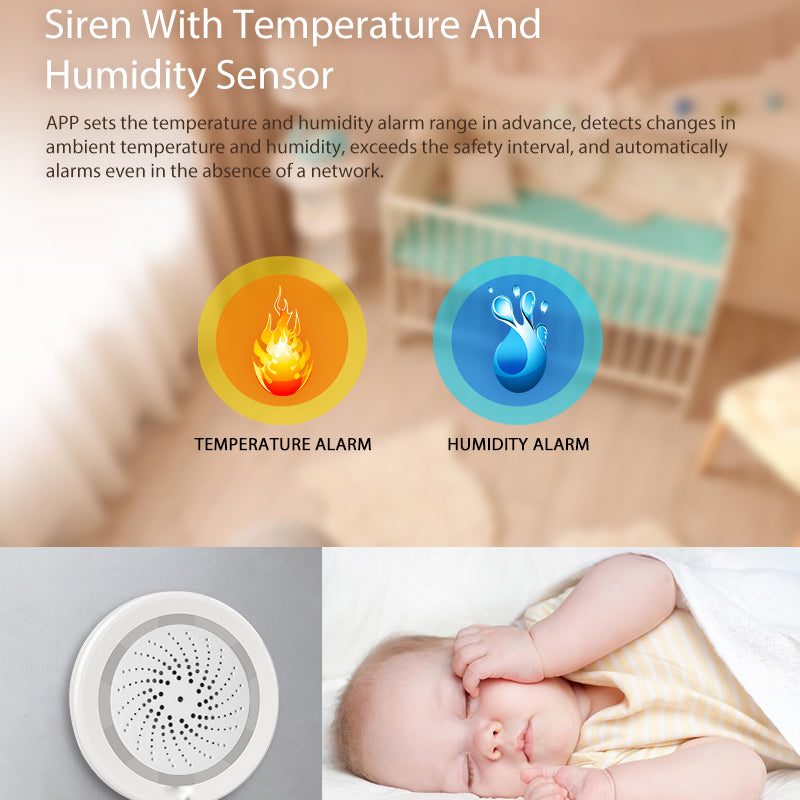 Tuya Smart Wifi Siren with Temperature Humidity Sensor