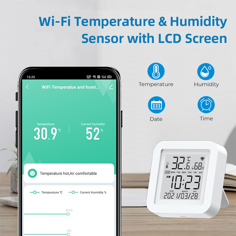 WiFi Tuya Smart Temperature Humidity Sensor USB Charge