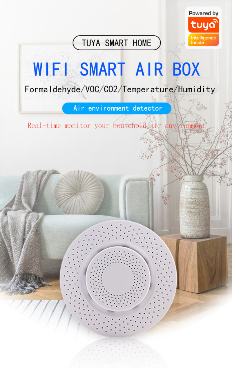 Wifi Smart Air Quality Monitor Box Co2 HCHO VOC Temperature Humidity Sensor