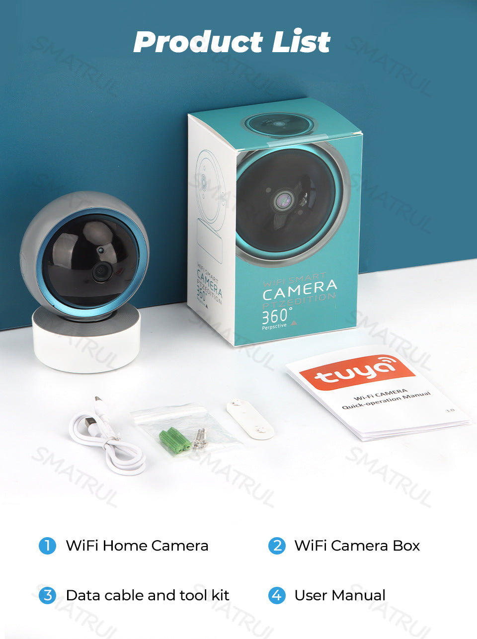 Tuya Wifi IP Camera Webcam 360 Degree 1080P CCTV 2 Way Audio
